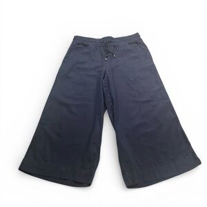 Time & True Wide Leg Pant Women Med High Rise Linen Blend Blue Flowy Boho Modern